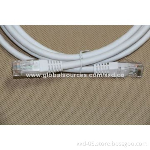 White Color New PVC RJ45 UTP Cat5e Round Cable, 24AWG Strain Copper Network Patch Cord